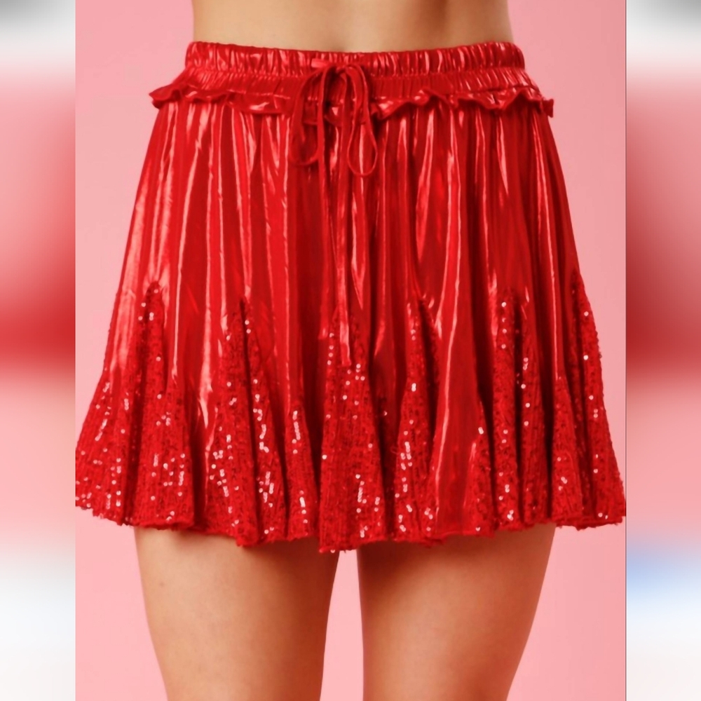 Red Metallic/Sequin Skort NWOT